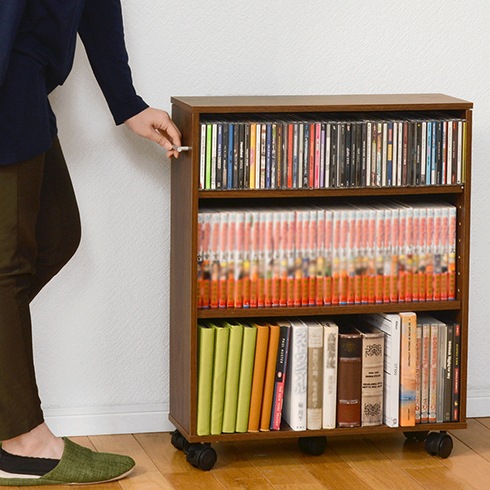 クローゼット 押し入れ アイデア 収納 棚 ワゴン キャスター ラック 本棚 DVD Mサイズ