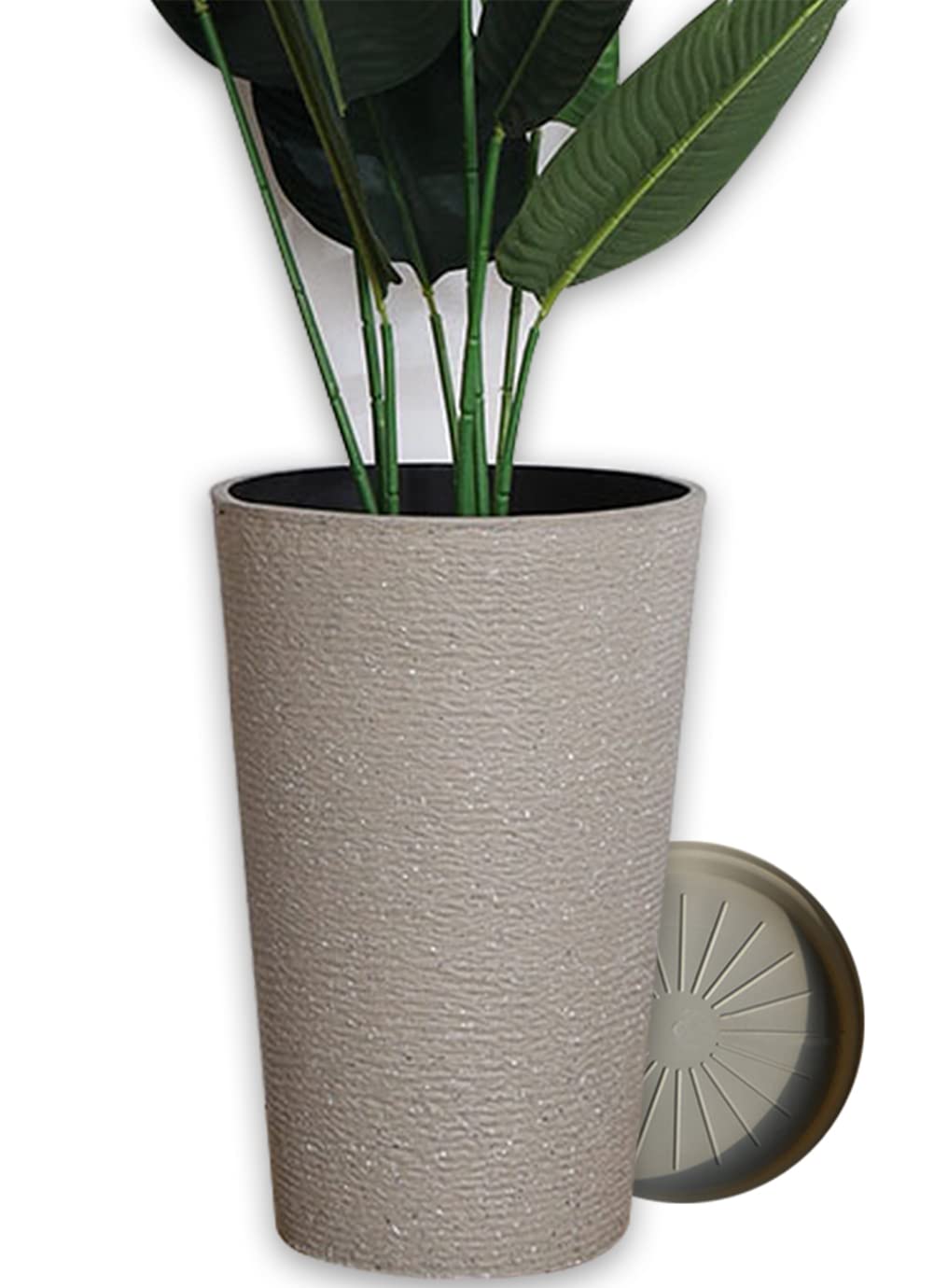 Floralies プランター 大型 おしゃれ 受け皿付き 植木鉢 大型 軽量 屋内 屋外用 プランター 深型 高さ52cm 排水穴付 観葉植物 鉢 植木鉢 (1個当たり キャメル（高さ52cm）)