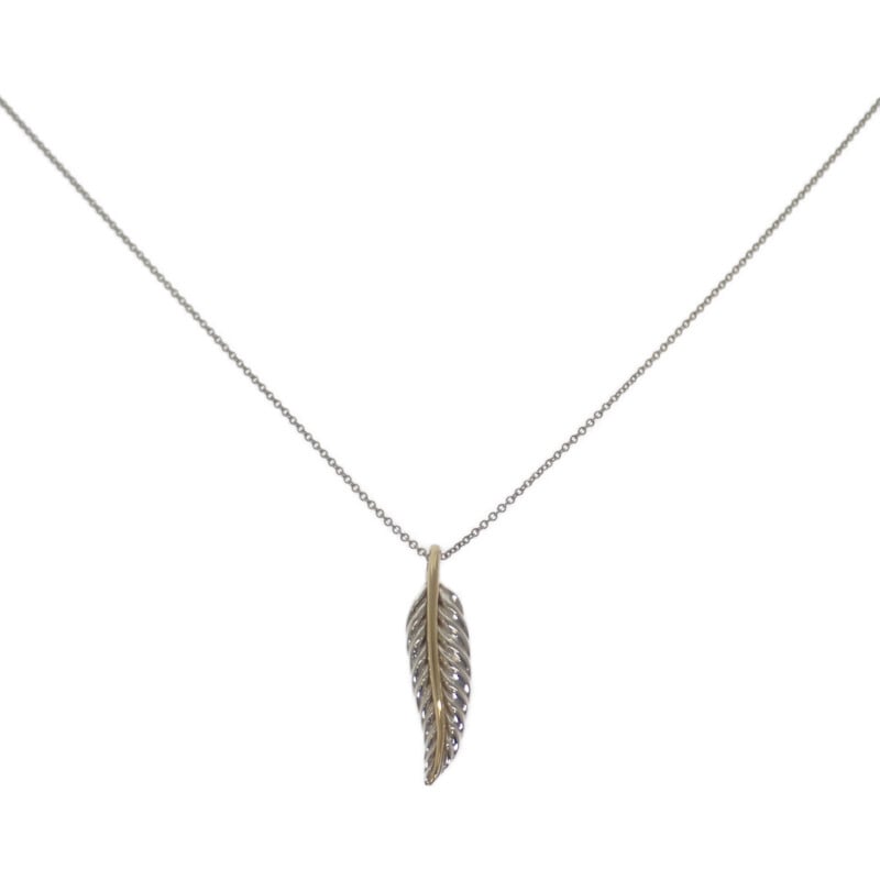 フェザー ペンダント ネックレス シルバー 925 K18YG イエローゴールド レディース 美品 人気【Aランク】 33,020円