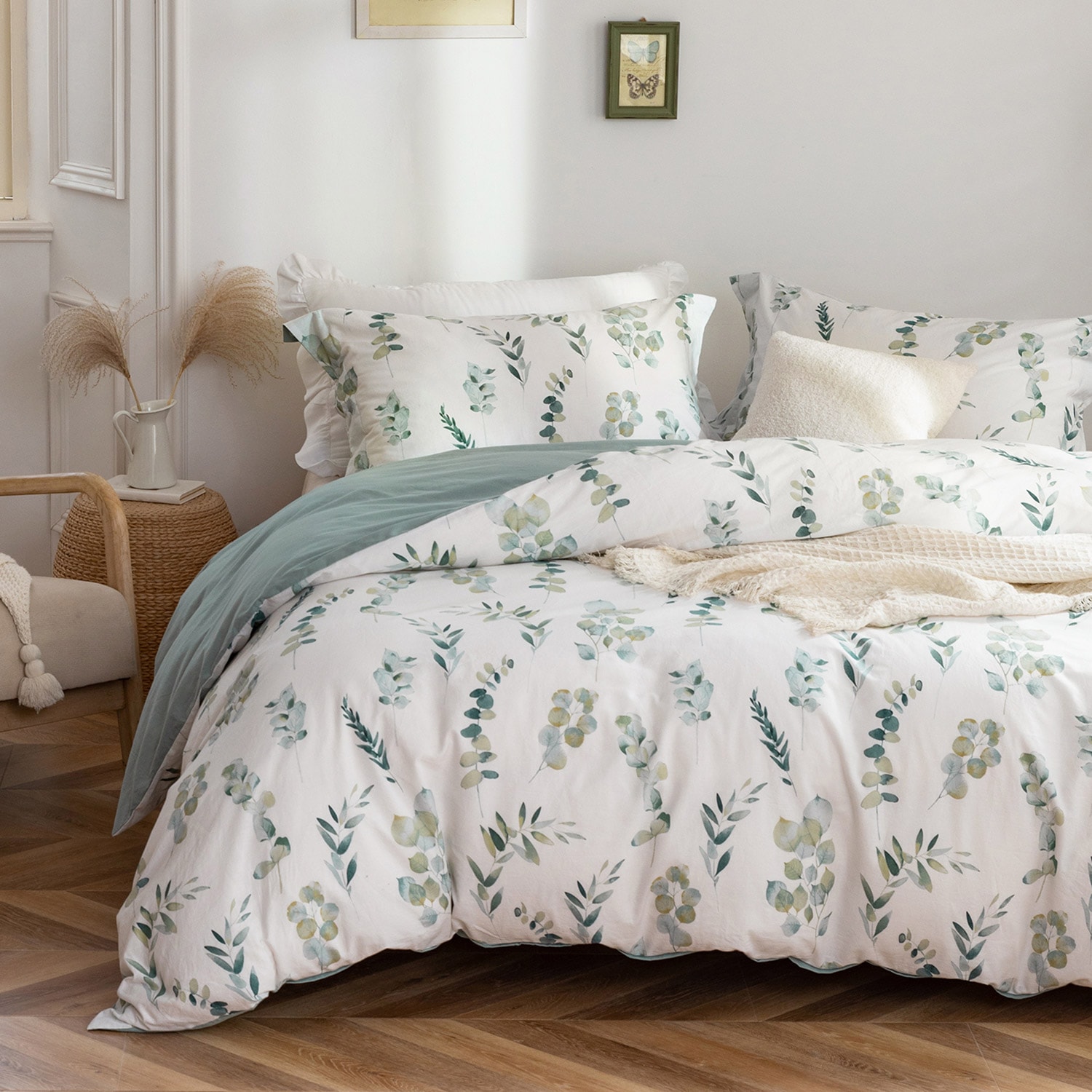 布団カバー ダブル 4点セット Catherine コットン 綿洗いざらし加工