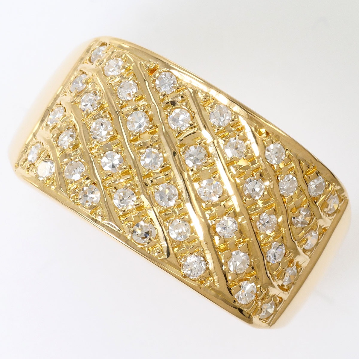 K18 18金 YG イエローゴールド リング・指輪 8号 ダイヤモンド 0.26ct 総重量約3.7g ジュエリー 中古