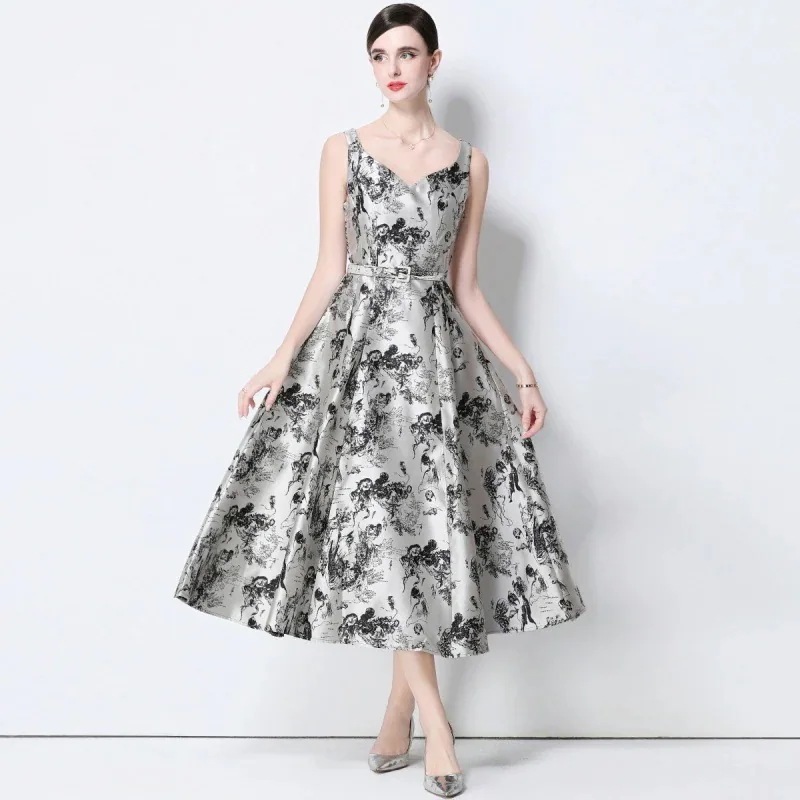 プリントストラップワンピース（輸出向け・ベルテッド） 入学式 卒業式 結婚式 演奏会 パーーティー お呼ばれドレス