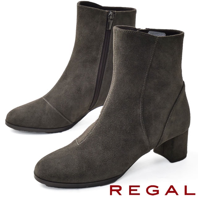 リーガル レディース ブーツ カットワークショートブーツ 滑りにくい 太めヒール 耐滑性 チャンキーヒール 靴 カジュアルシューズ 本革 F45Q ダークグレースエード 17,494円