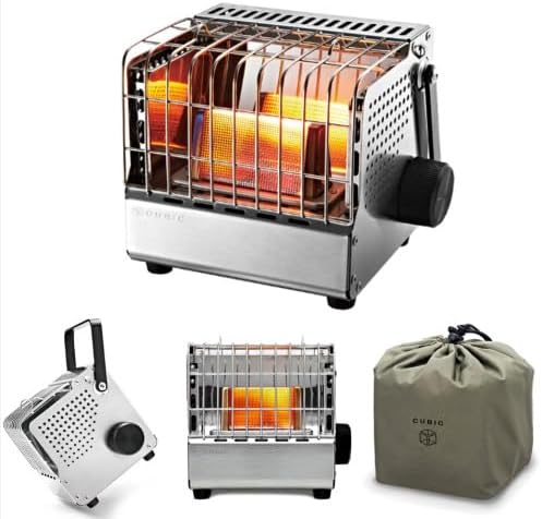 CUBIC ガスコンロヒーター KGH-2010屋外用 ミニヒーター 専用収納バッグ付きレジャー キャンプ 暖炉 暖房器具