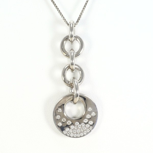 K18 18金 WG ネックレス ダイヤ 0.20 カード鑑別書 ジュエリー 中古