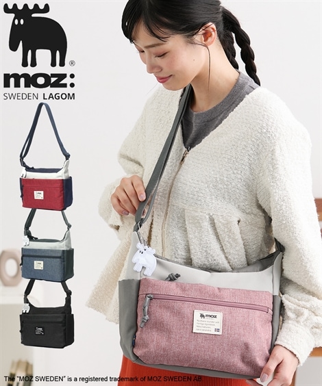 ショルダーバッグ moz モズ 10ポケット仕分け上手な軽量ショルダーバッグ リフレクター付