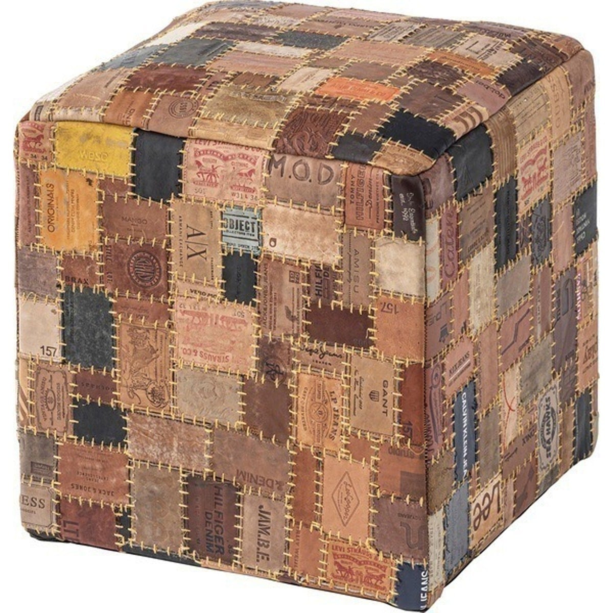 キューブスツール 本革 合皮 木フレーム ウィービングベルト