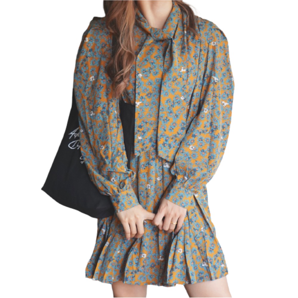 Tie&pleats Retro Flower Onepiece A.D.G レディース ファッション トップス