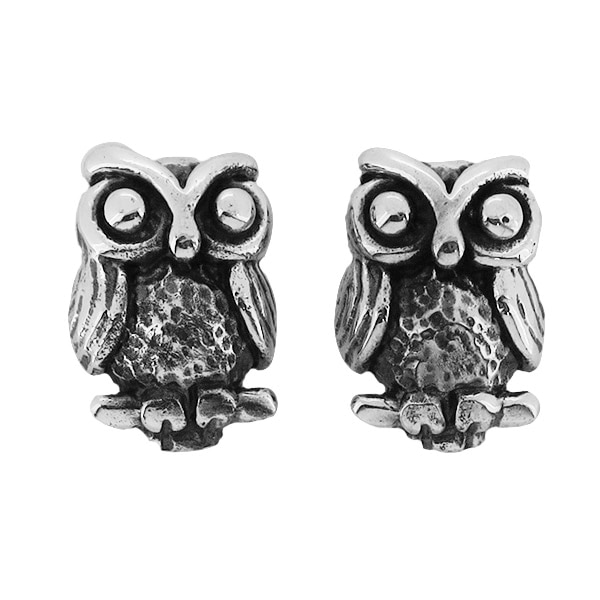 フクロウ スタッズピアス 2P 両耳用 オウル 梟 鳥 動物 ピアス イヤリング シルバー925