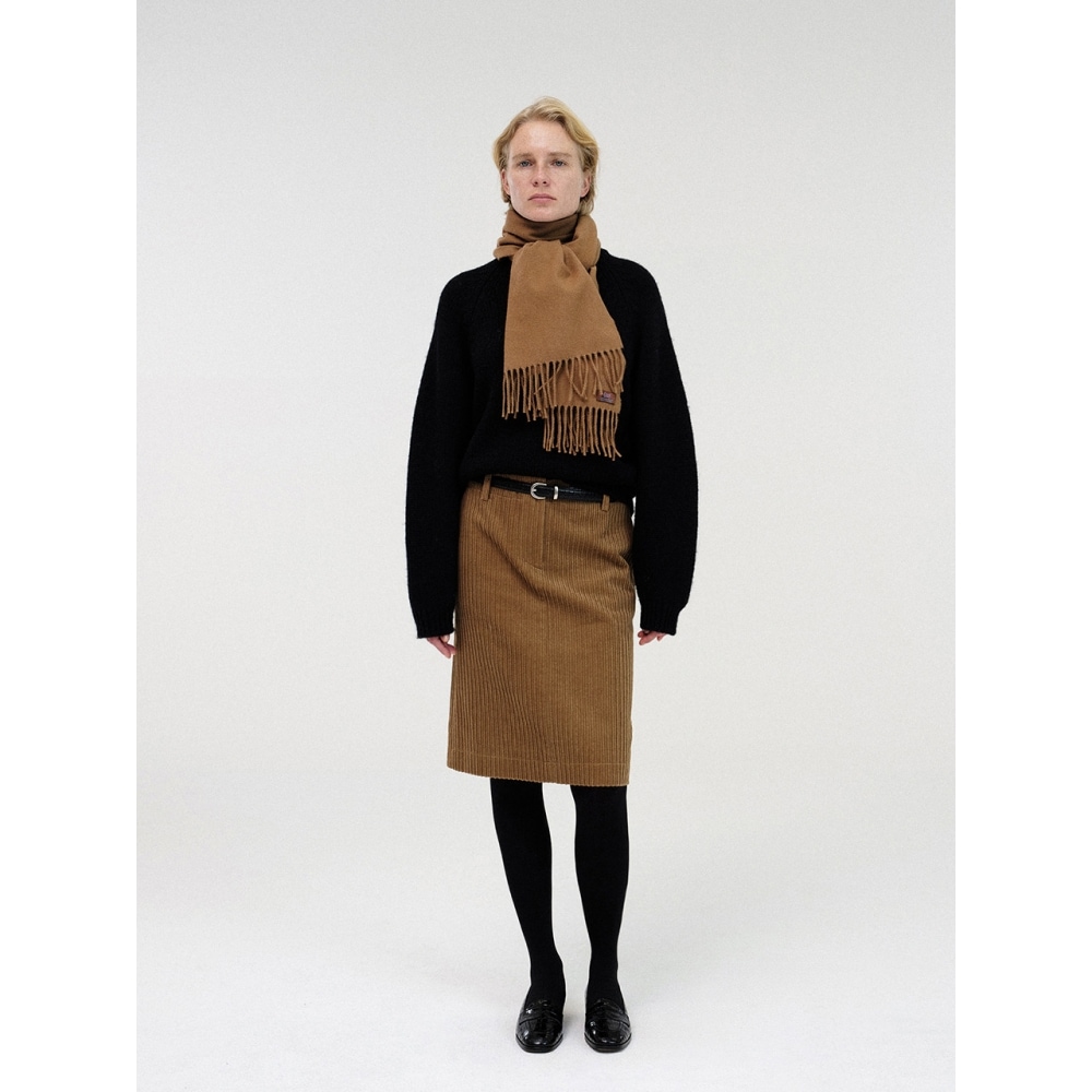 何も書かれていないコーデュロイ Hラインスカート（キャメル）