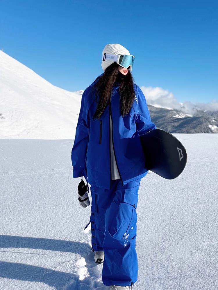 スノーボードウェア 2024 2025 上下セット レディース メンズ 防水20000 ジャケット アウター パンツ グレー ブルー スノボー スキーウェア スノボウェア 韓国風 防水防寒防雪保温防風 14,015円