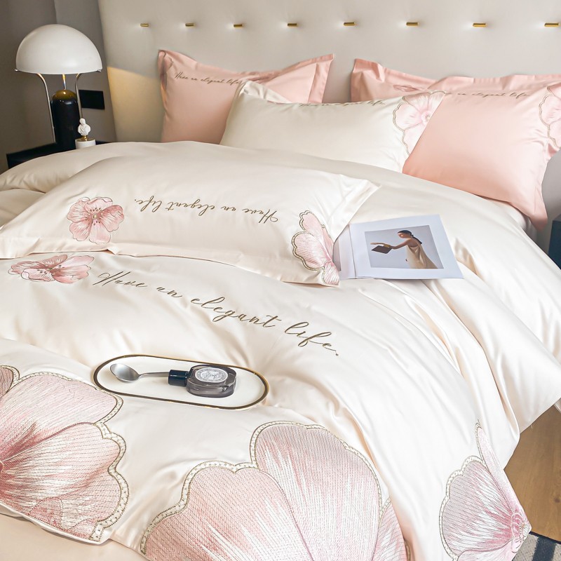 ハイエンドセンスオールコットン4ピースセットセットピュアコットンヘビーインドインタストの刺繍入りシートカバーキルトカバーキルトカバーハイエンド寝具