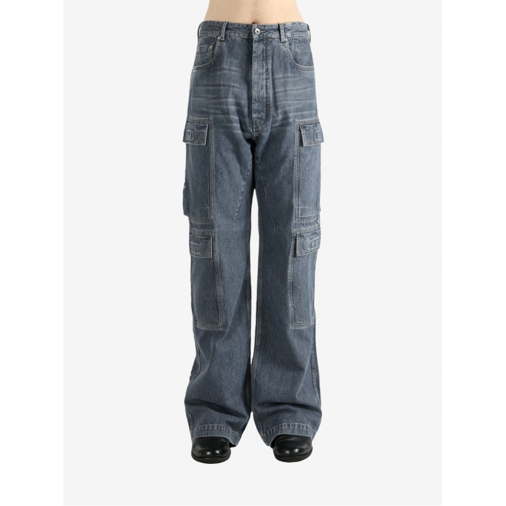 リックオーウェンズ DRKSHDW デニムダブルカーゴジーンズパンツ DU02E7361 DGY 58