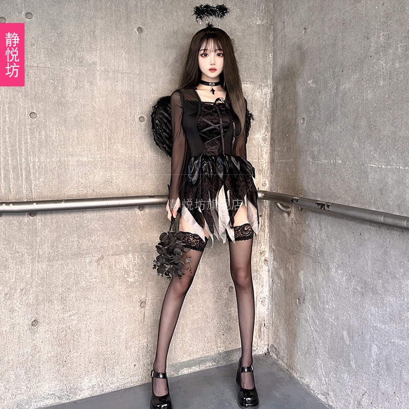 ハロウィンコスチューム 大人女性 天使 悪魔 黒 コスプレ 吸血鬼 花嫁 魔女 パフォーマンスコスチューム