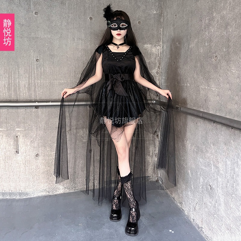 ハロウィン大人用コスチューム 女王コスチューム レディース ホラー 悪魔 ダークシリーズ 女性魔女ショール 吸血鬼ドレス