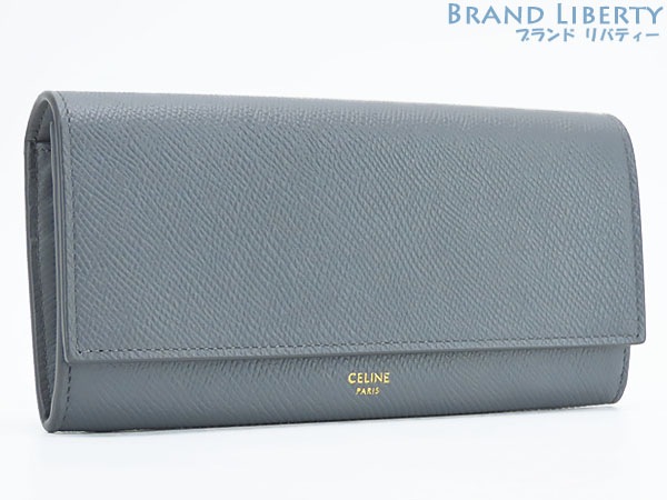 新品同様セリーヌラージフラップウォレット二つ折り長財布ミディアムグレーグレインドカーフレザー10B563BEL.09GM