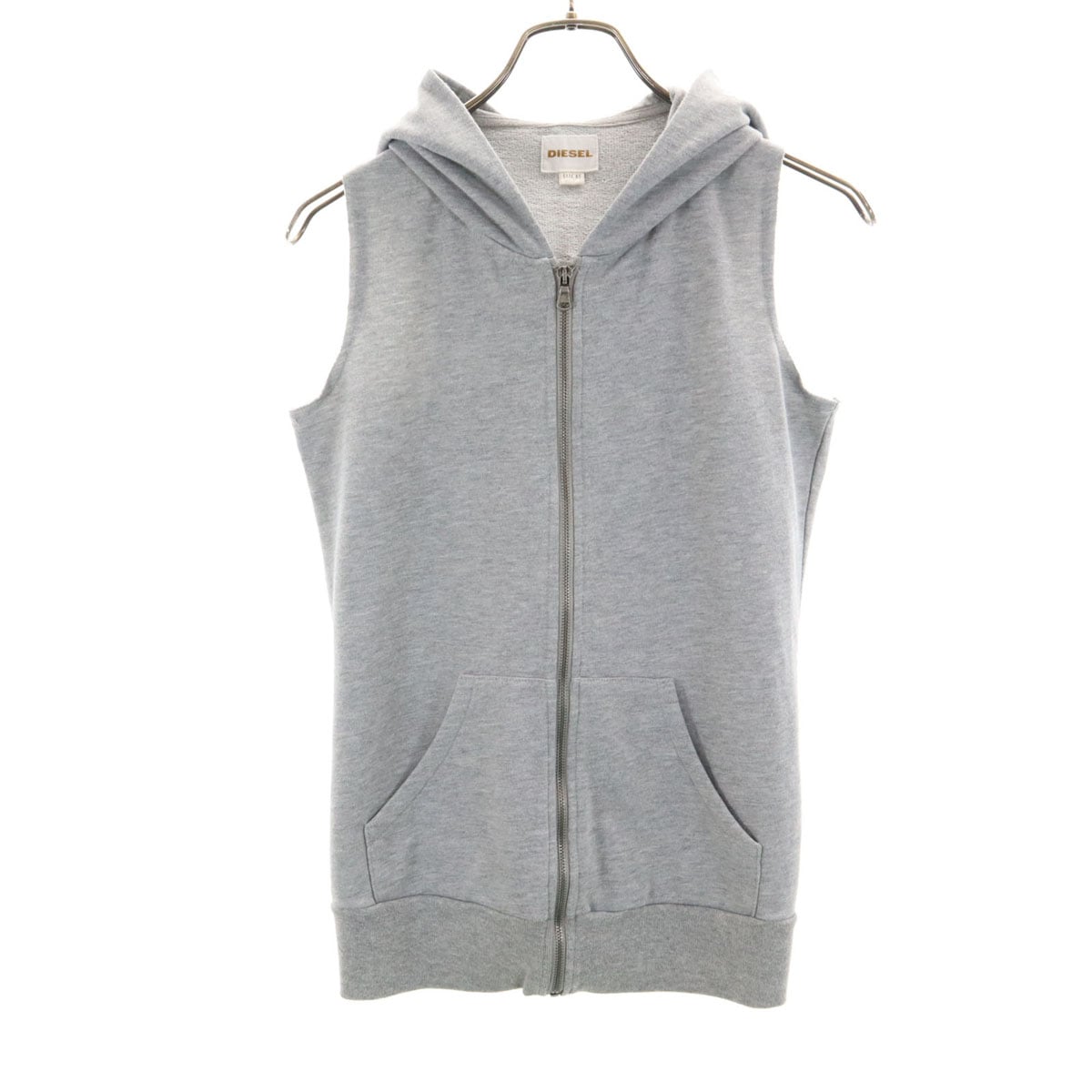 ノースリーブ ジップパーカー XS グレー ベスト レディース 古着