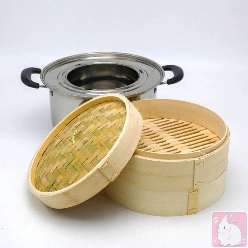 【キッチン用品大全】竹 せいろ 中華せいろ 21cm 24cm 27cm 竹セイロ 鍋セット せいろ身×2 ふた×1 蒸し板×1 ステンレス鍋×1 IH対応 蒸籠 セイロ