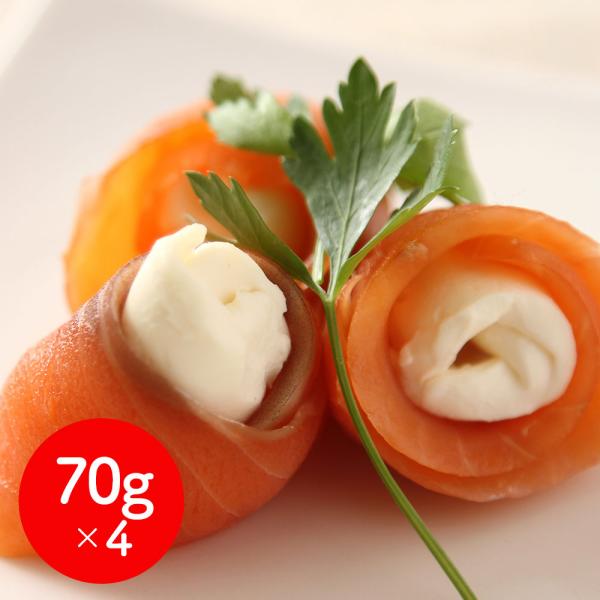 北海道日高沖 船上活〆桜鱒スモークサーモン 70g×4 / 冷凍 サーモン