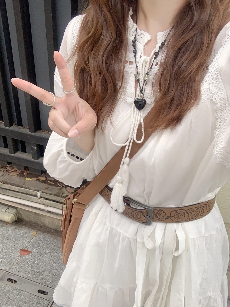 白シャツイノセントドレス子供夏2023新しい摩耗初春のドレス海辺の休日