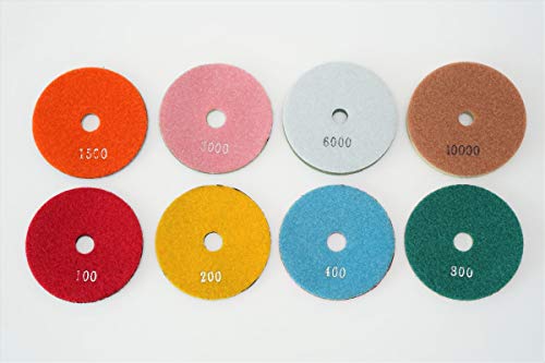 大理石用ダイヤモンド研磨パッド 100mm 8枚(#100#200#400#800# 1500# 3