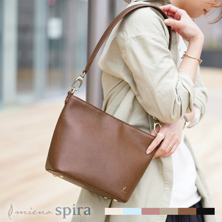 [mieno]牛革レザーカジュアル春ショルダーバッグ