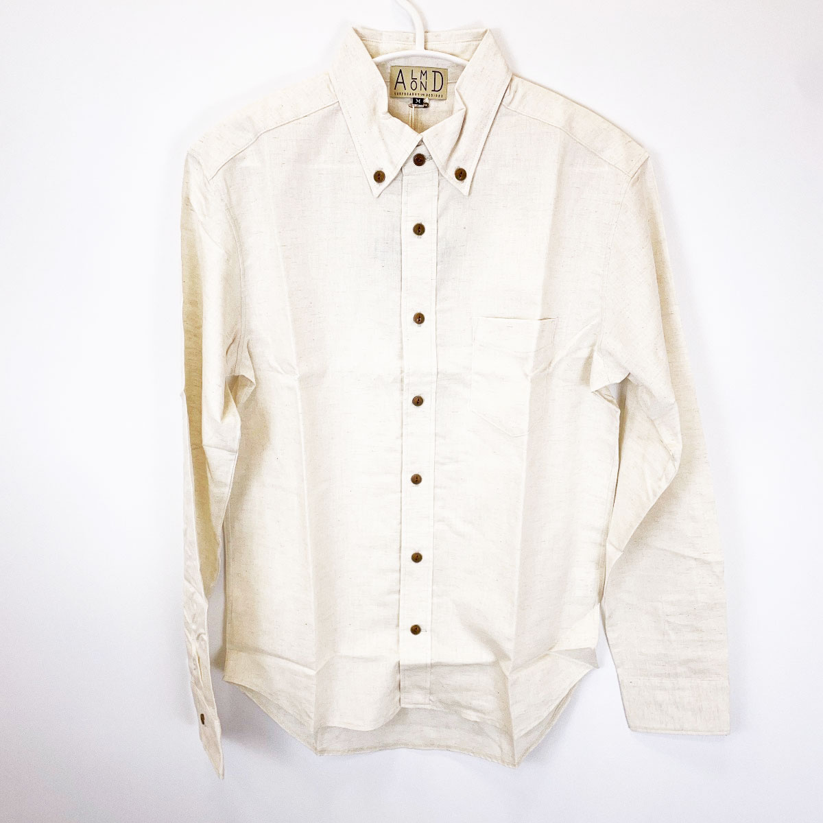 【中古・未使用品】Almond Surfboards & Design アーモンド サーフボード デザイン HEMP WOVEN 長袖 シャツ M キナリ IVSH2019S ユニセックス