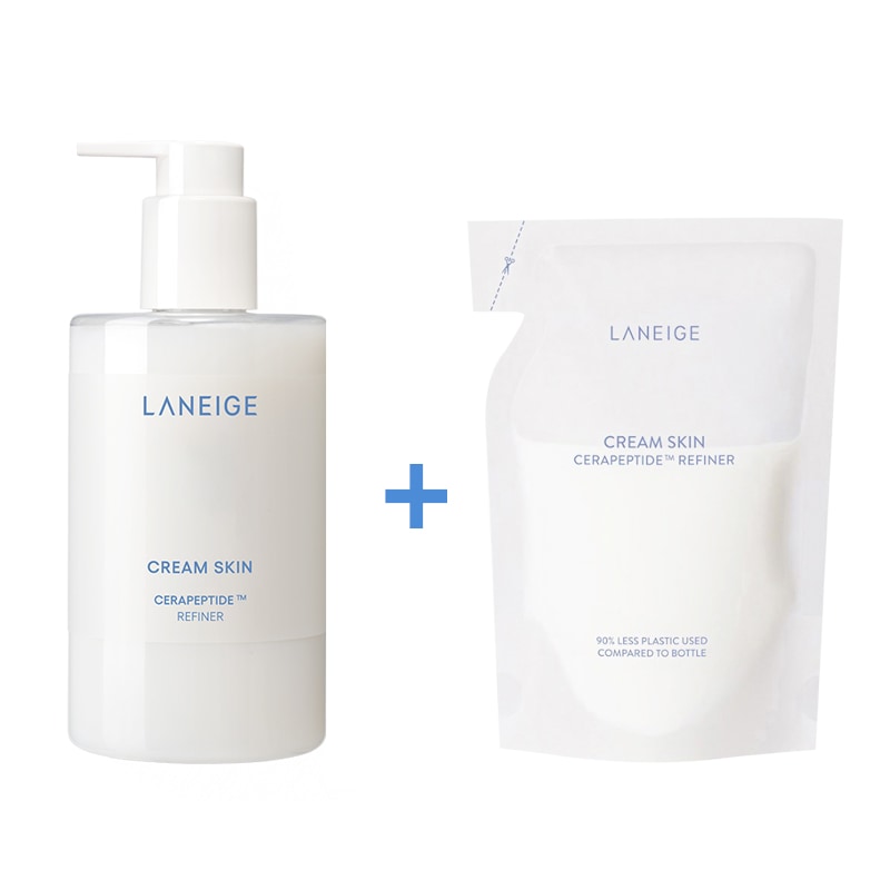 [1+1] 大容量 クリームスキン 320ml + リフィル 170ml : 水分最強, しっとりさっぱりクリーム化粧水 乳液