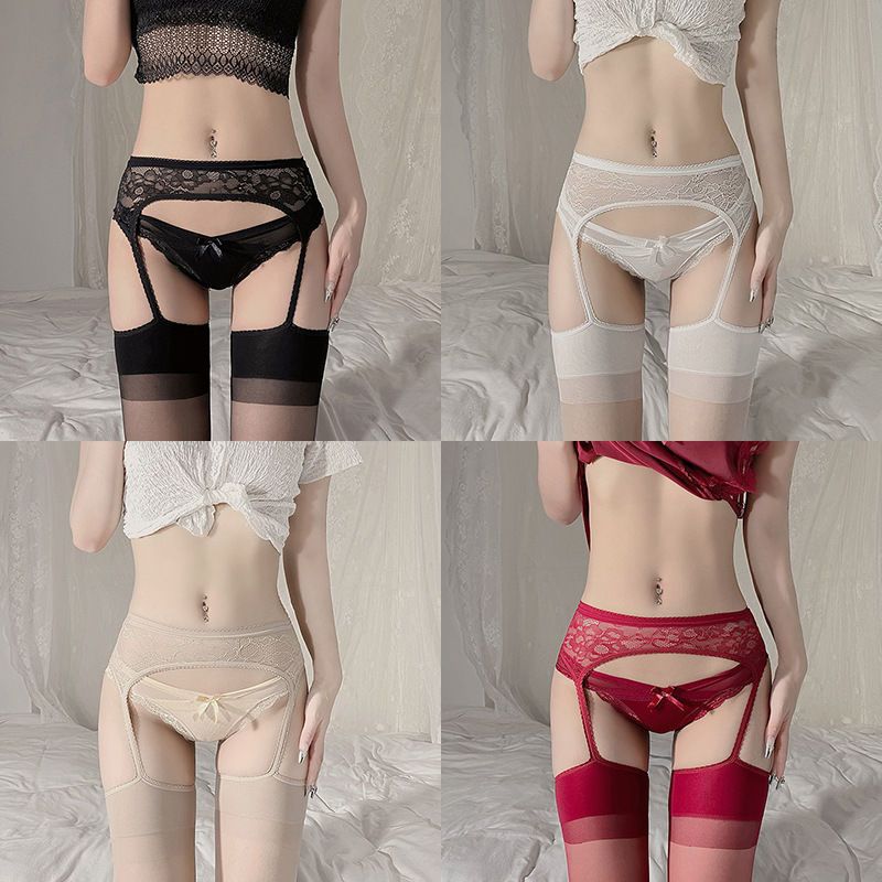 【1つ買うと10つ無料】セクシーな黒い絹のサスペンダーストッキングセクシーな膝のある女性のための純粋な赤いストッキングレッドエッジレースブラックストッキングサスペンダーストッキング