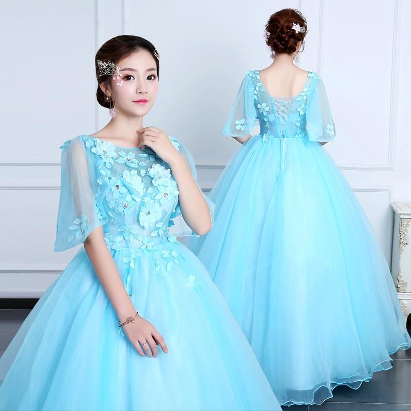 店長おすすめウェディングドレス カラードレス 演奏会 青 安い パーティードレス 袖あり 披露宴 ワンショルダー 二次会 ロングドレス 発表会 ステージ衣装 大きいサイズ ウエディングドレス 結婚式