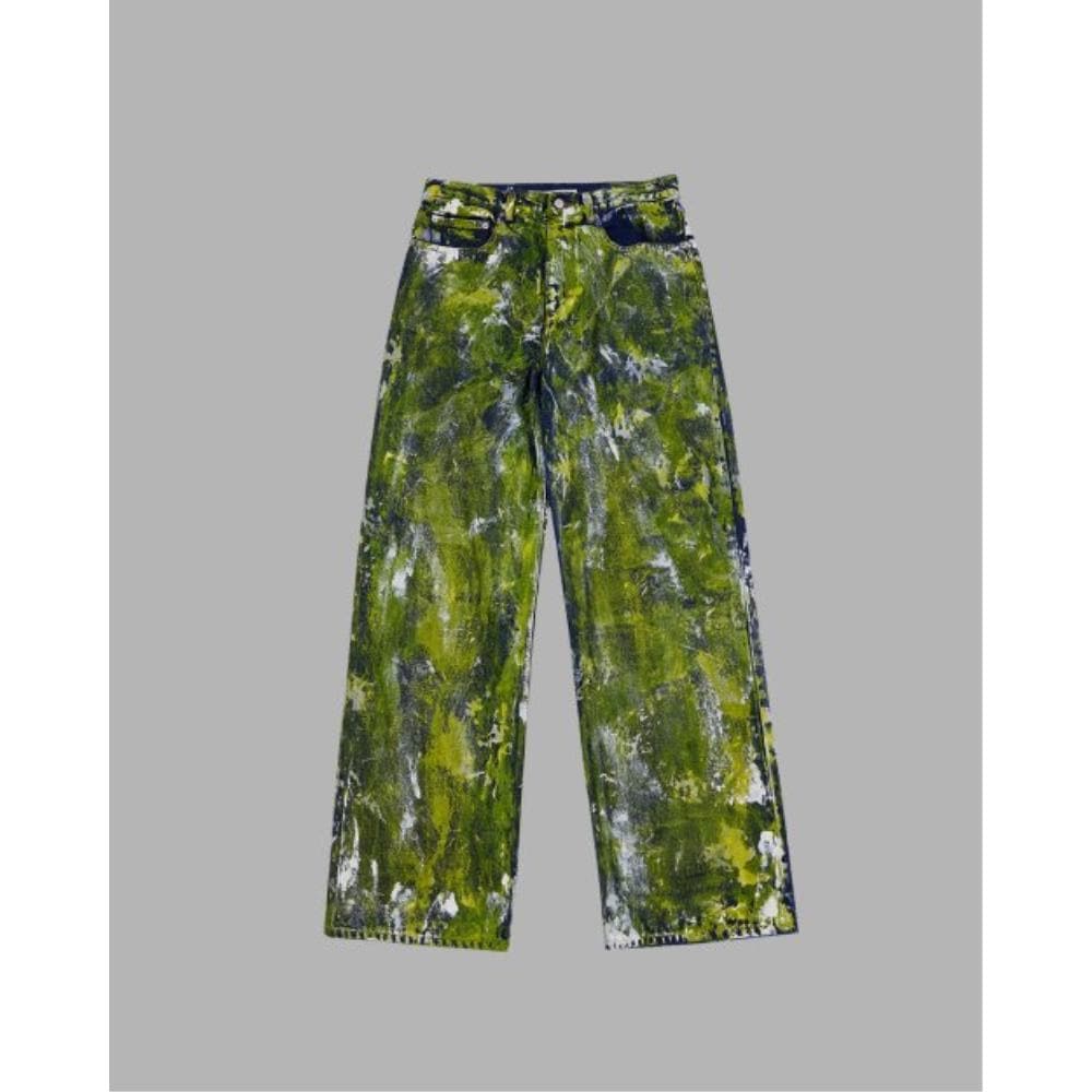 THE MUSEUM VISITOR HAND PAINTED DENIM PANTS YELLOW 10317