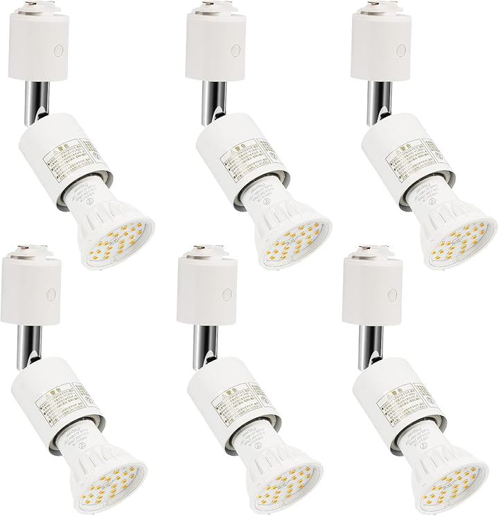 ダクトレール用スポットライト E26口金 LED電球付き LEDスポットライト5.5W ハロゲン電球60W相当 電球色2700K(白い, E26-電球色-6個入り(ビーム角120度))
