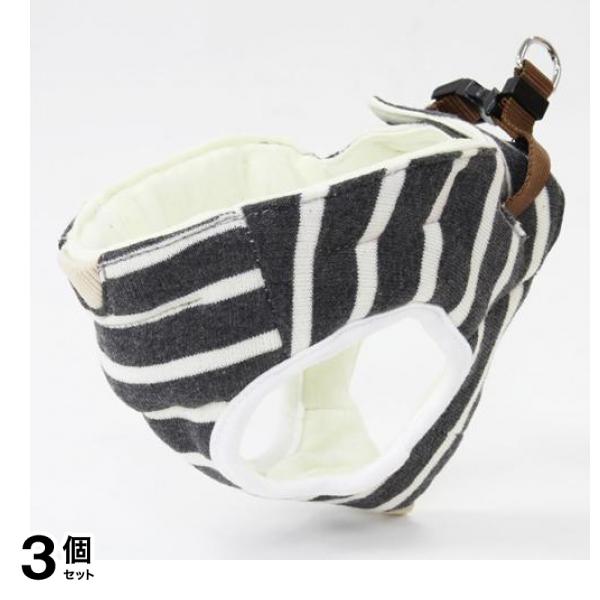 ペティオ 7歳からのやさしいハーネス ボーダー SSサイズ 超小型犬用 1個入 (グレー) 3個セット