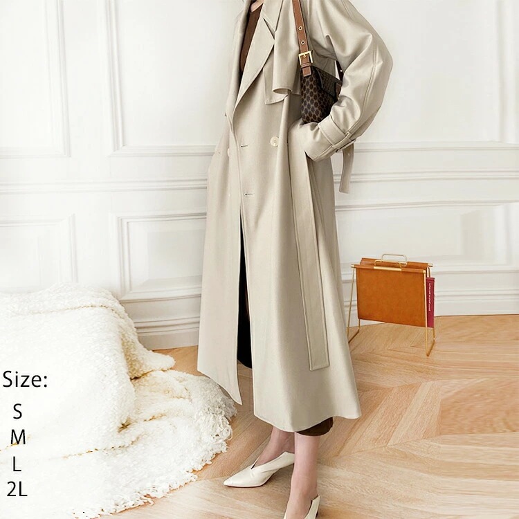トレンチコート ベルト付き スリーブダブルトレンチコートレディース 春 秋 冬 ロング ロング丈 裏地付き デザイン 大きいサイズ きれいめ おしゃれ オリジナル カジュアル 通勤 上品 プレゼント