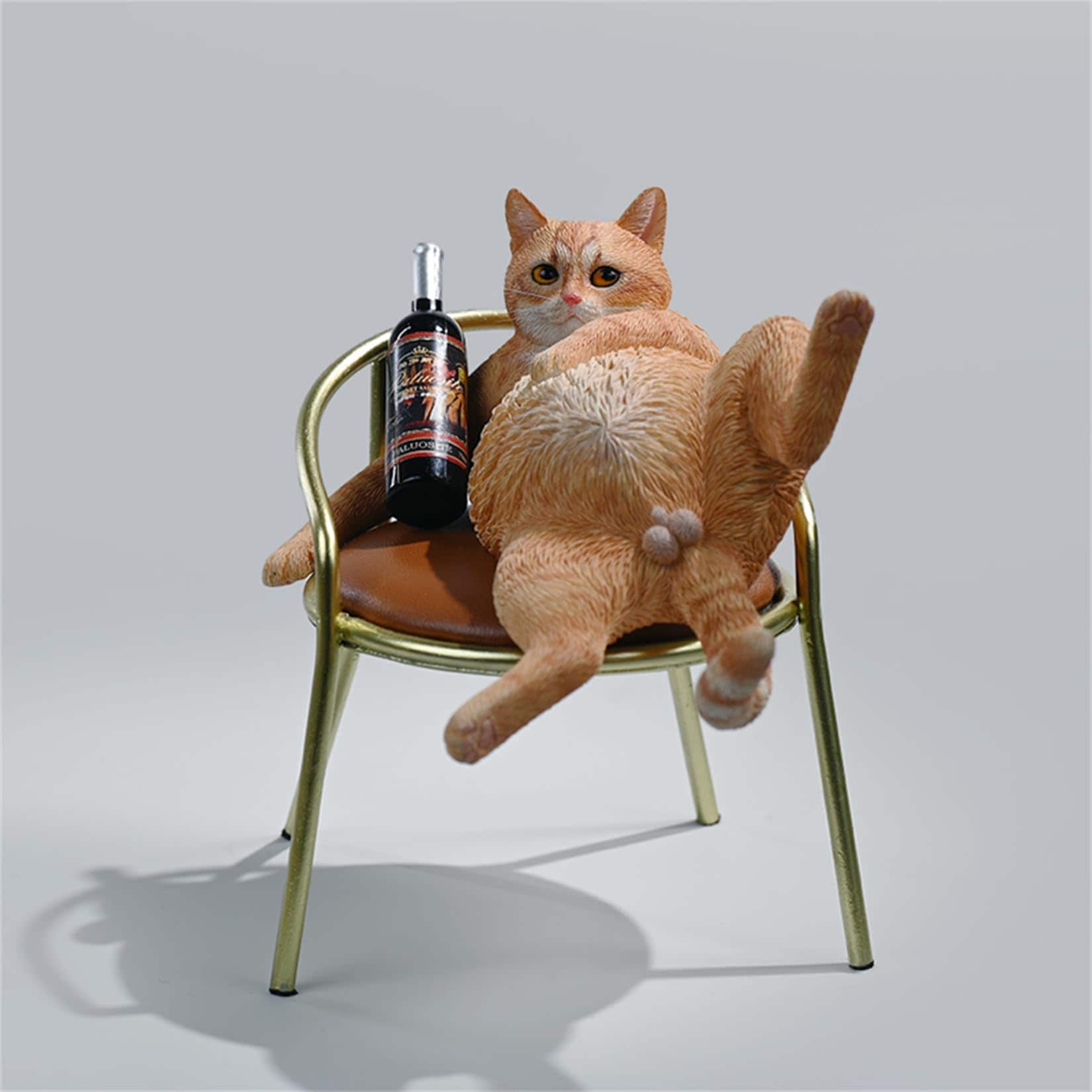 JXK 1/6 サイズ 猫 酔っ払い猫 2.0 黒猫 可愛い ネコ 動物 リアル フィギュア 樹脂 プラモデル 模型 11.5cm級 ネコ好き プレゼント 置物
