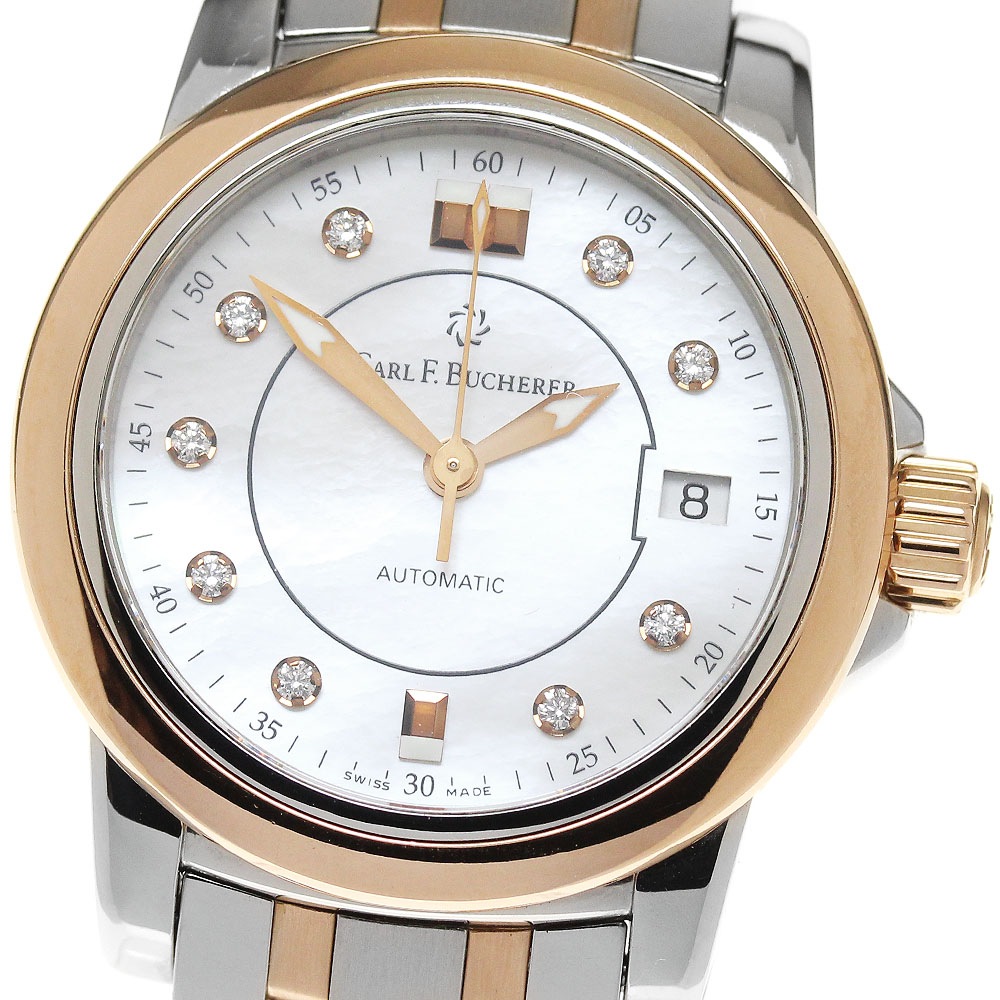 カール F.ブヘラ CARL F.BUCHERER 00.10621.07.77.21 パトラビ オートデイト ツートーン 自動巻き レディース 美品 _849794【中古】