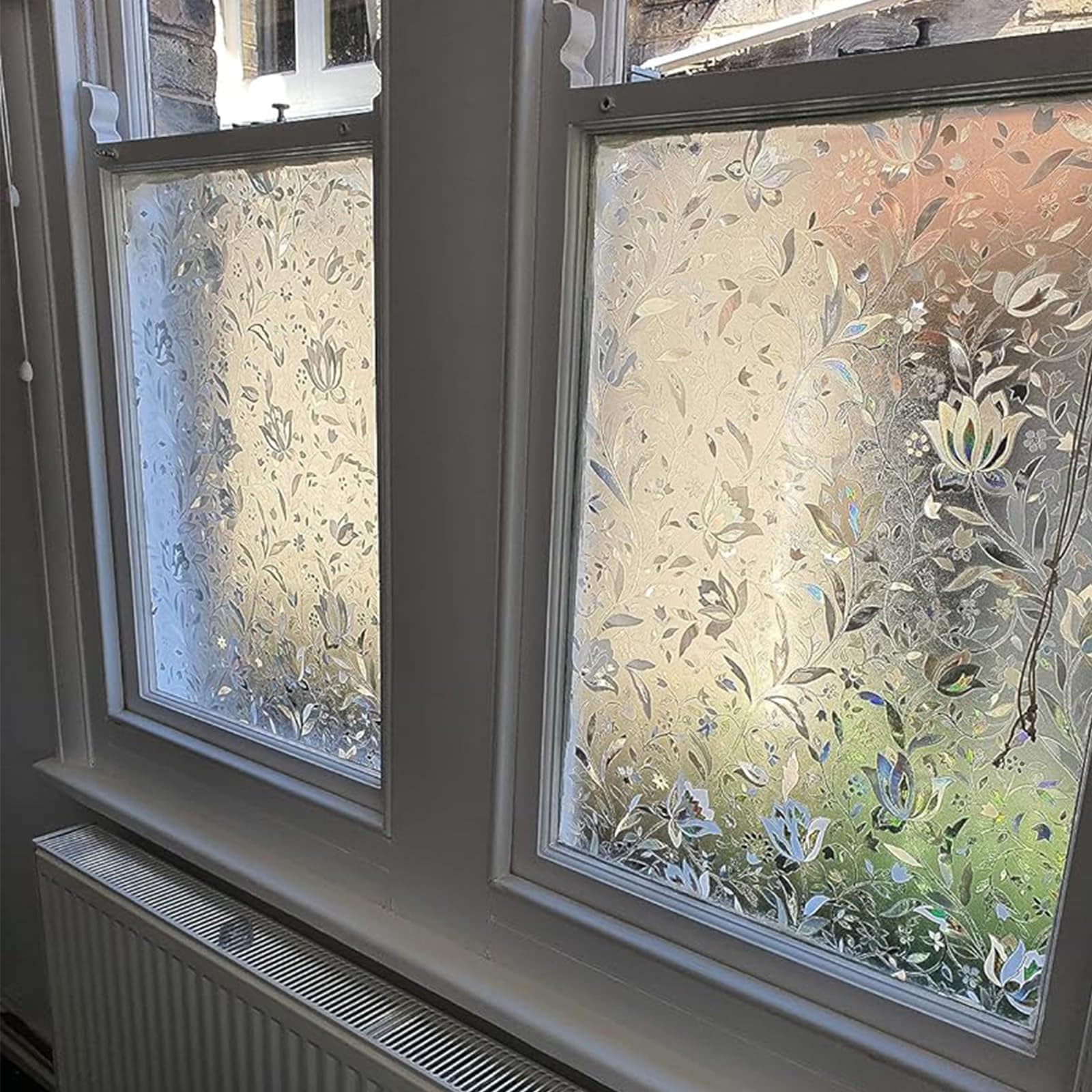 Coavas 窓ガラス目隠しフィルム 3Dチューリップ柄 目隠し シート めかくしシート ステンドグラス シール 水で貼ってはがせる 窓ガラスフィルム 目隠し シート 外から見えない 結露防止シート