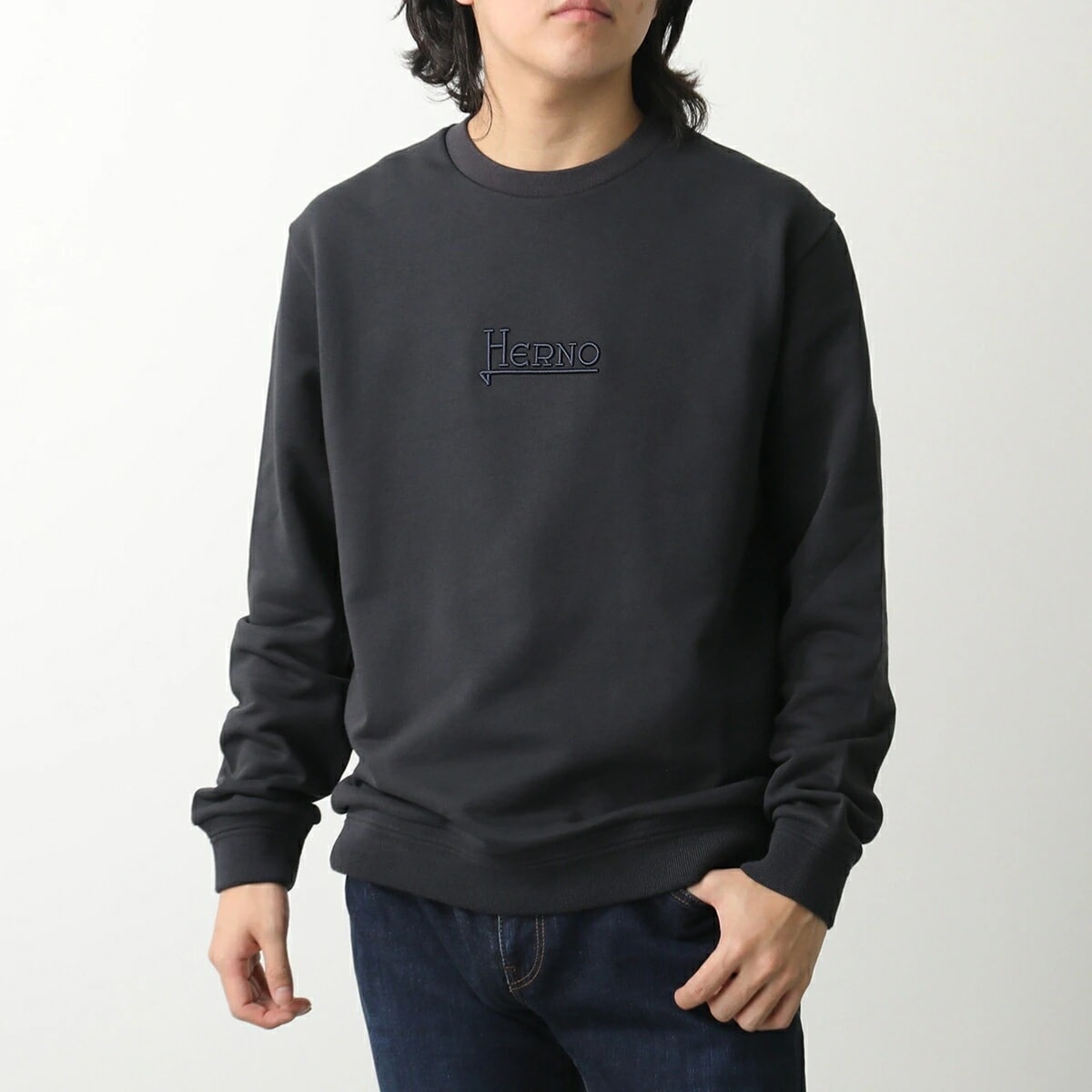 HERNO ヘルノ トレーナー JG000231U 50017 メンズ スウェット 長袖 クルーネック ロゴ刺繍 9200