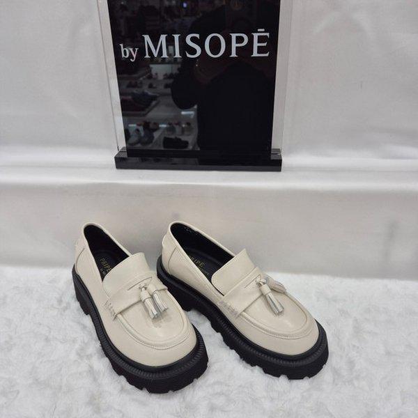 By 女性 チャンキーソール タッセル ローファー 112HT419FH008 IVORY 4 JJ