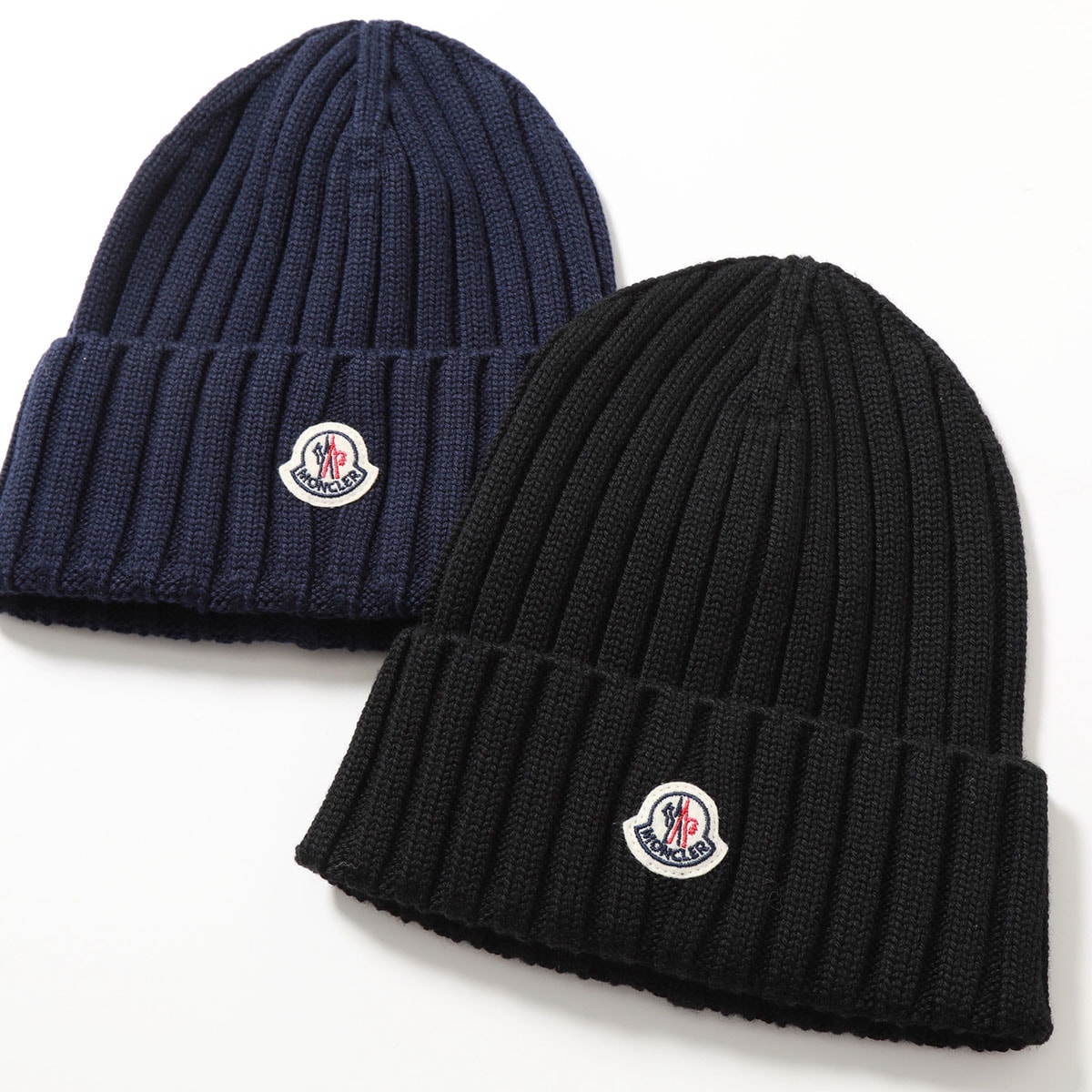 MONCLER モンクレール ニット帽 3B00036 A9327 レディース ウール ビーニー リブ ロゴ アイコンパッチ ニットキャップ 帽子 カラー2色