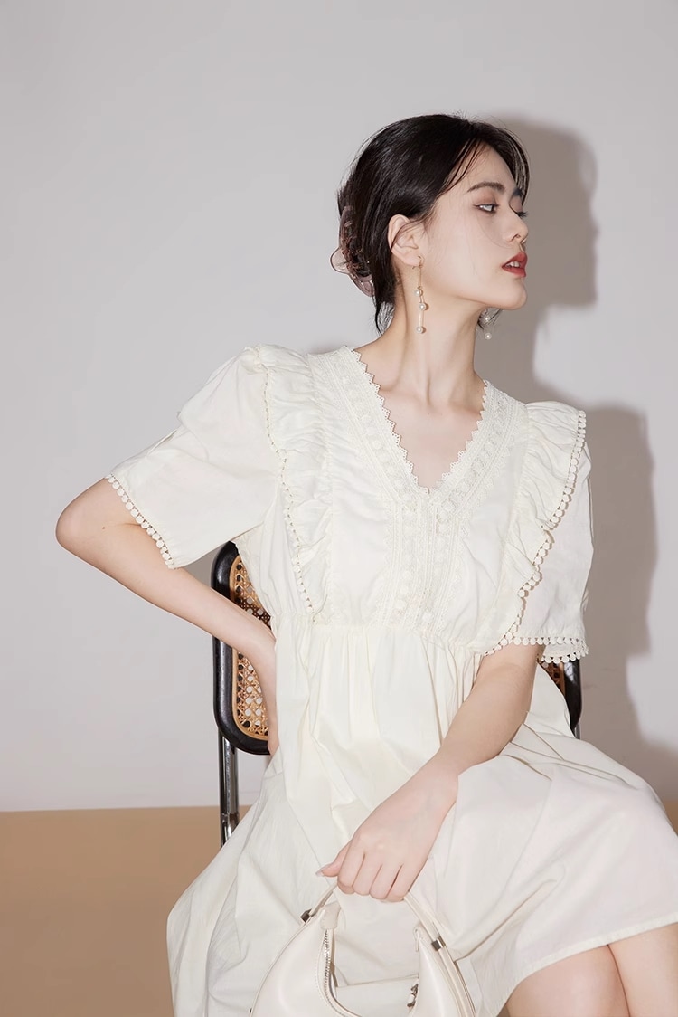 スカート ドレス シック 夏 半袖 スリム vネック フランス aライン スカート 女性 個性的 ワンピース ミニ ミニ丈 ショート ショート丈 袖あり 半袖 Vネック 襟なし かわいい 大人可愛い