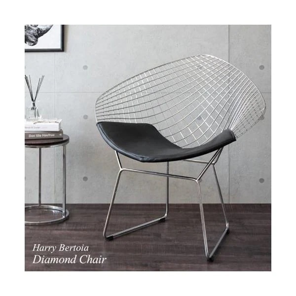 チェア 椅子 イス おしゃれ 背もたれ 網目 ダイニングチェア デスクチェア スチール 白 黒 ワイヤーフレーム ハリーベルトイア デザイナーズ 新生活 ID004