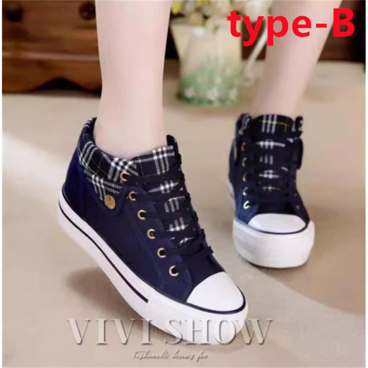 [新品入荷]レディーススニーカー ハイカット カジュアル オシャレ チェック柄 ボタン デッキシューズ 学生 通勤 通学 靴 5,614円