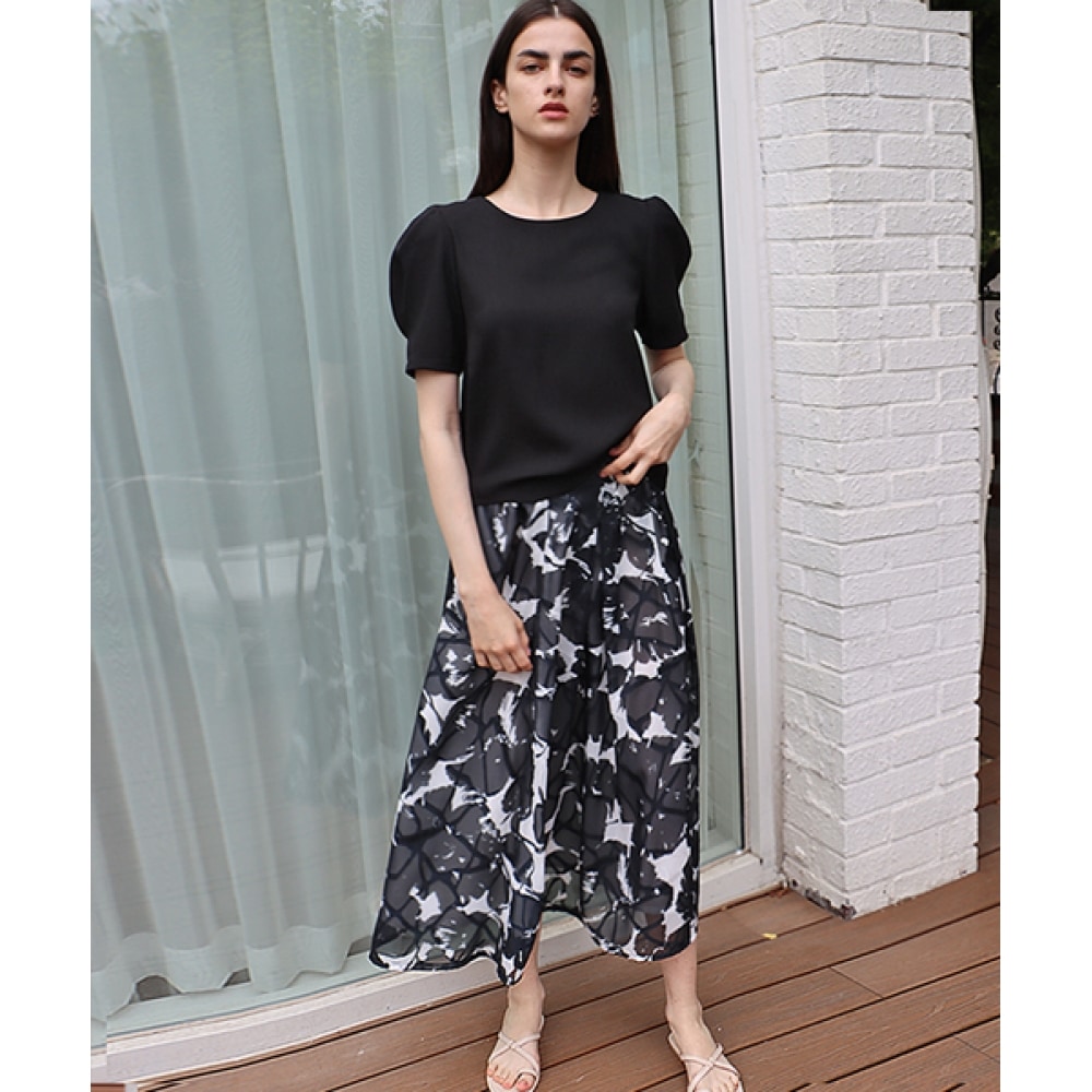 DAMAGE MNEMONICピンタックビッグフラワーブラックスカート_ピンタックビッグフラワーブラックSK 18,218円