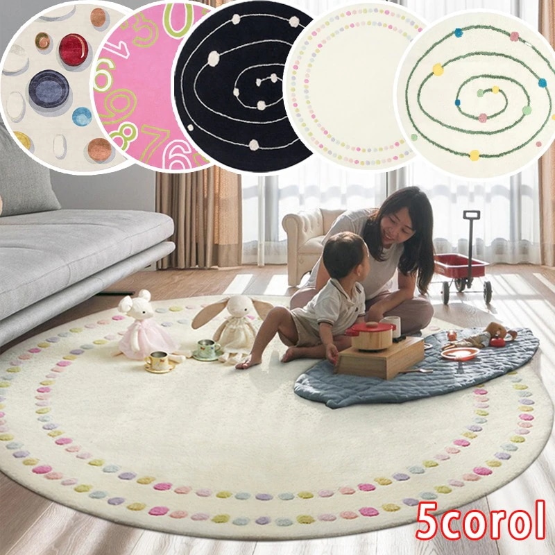 北欧風カーペット ins 子供用カーペットクライミングパッドベッドルームサーキュラー模倣カシミアカーペット吸収防止防止パッド 高級感 抗菌 防臭 家具 大好評