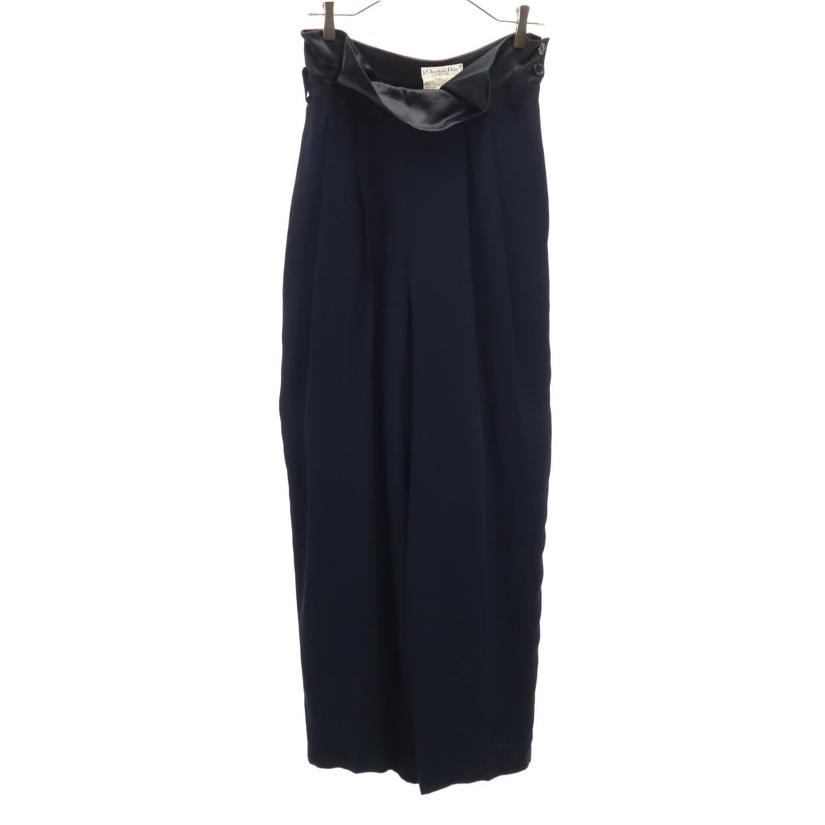 Christian Dior BOUTIQUE クリスチャンディオール ブティック 90s フランス製 オールド ハイウエスト ワイドパンツ 34 ネイビー レディース 古着ロングパンツ