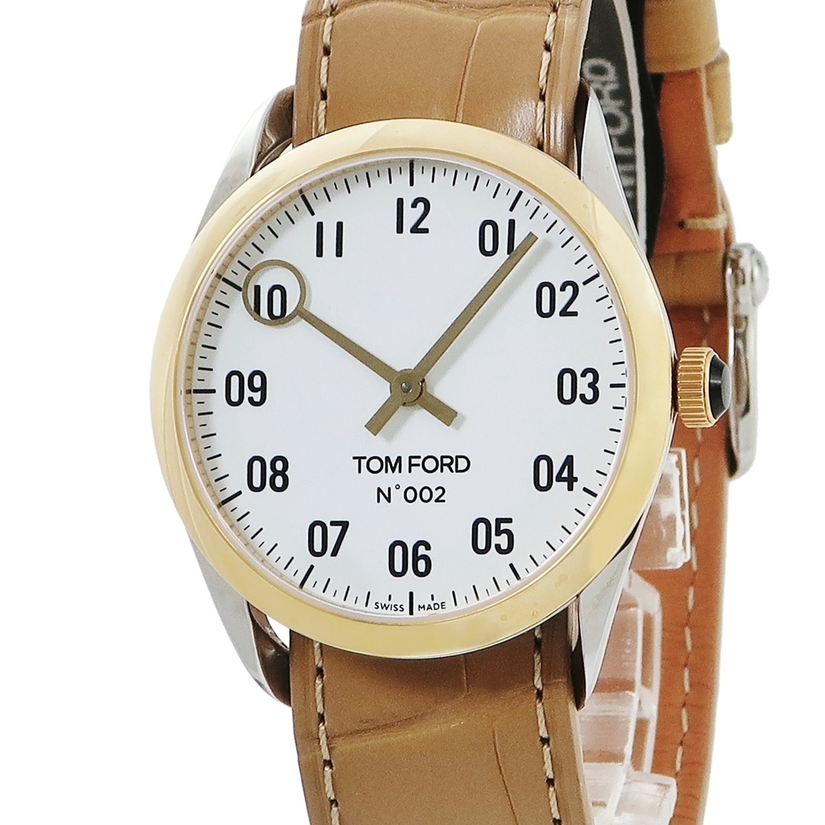 N.002 TFT002 013 クオーツ メンズ レディース 新品同様 K18YG×SS ストラップホール一体型 コンビ 3年保証