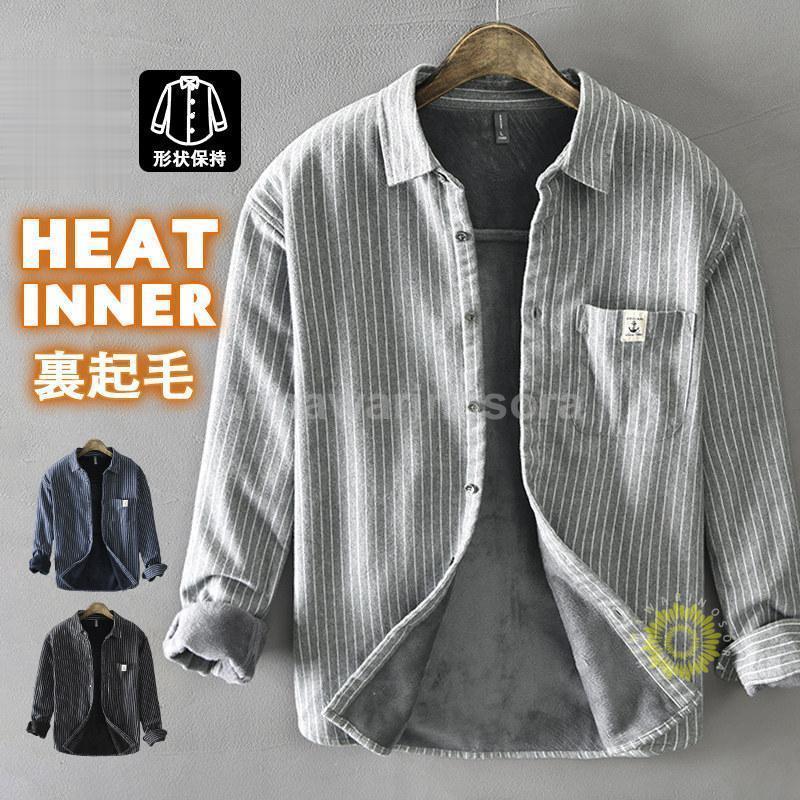 長袖シャツ メンズ 裏起毛 耐摩 ストライブ シャツコート ボアシャツ アウター トップス 暖かい 紳士服 防寒 秋冬 耐磨 通勤通学 作業 5,580円