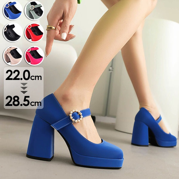厚底 パンプス ワンストラップ 春秋 太めヒール ヒールパンプス フォーマル 大人 レディース シューズ ロリータ靴 メイド靴 可愛い 姫様 お嬢様 女の子 おしゃれ 日常 文化祭 イベント 美脚 お
