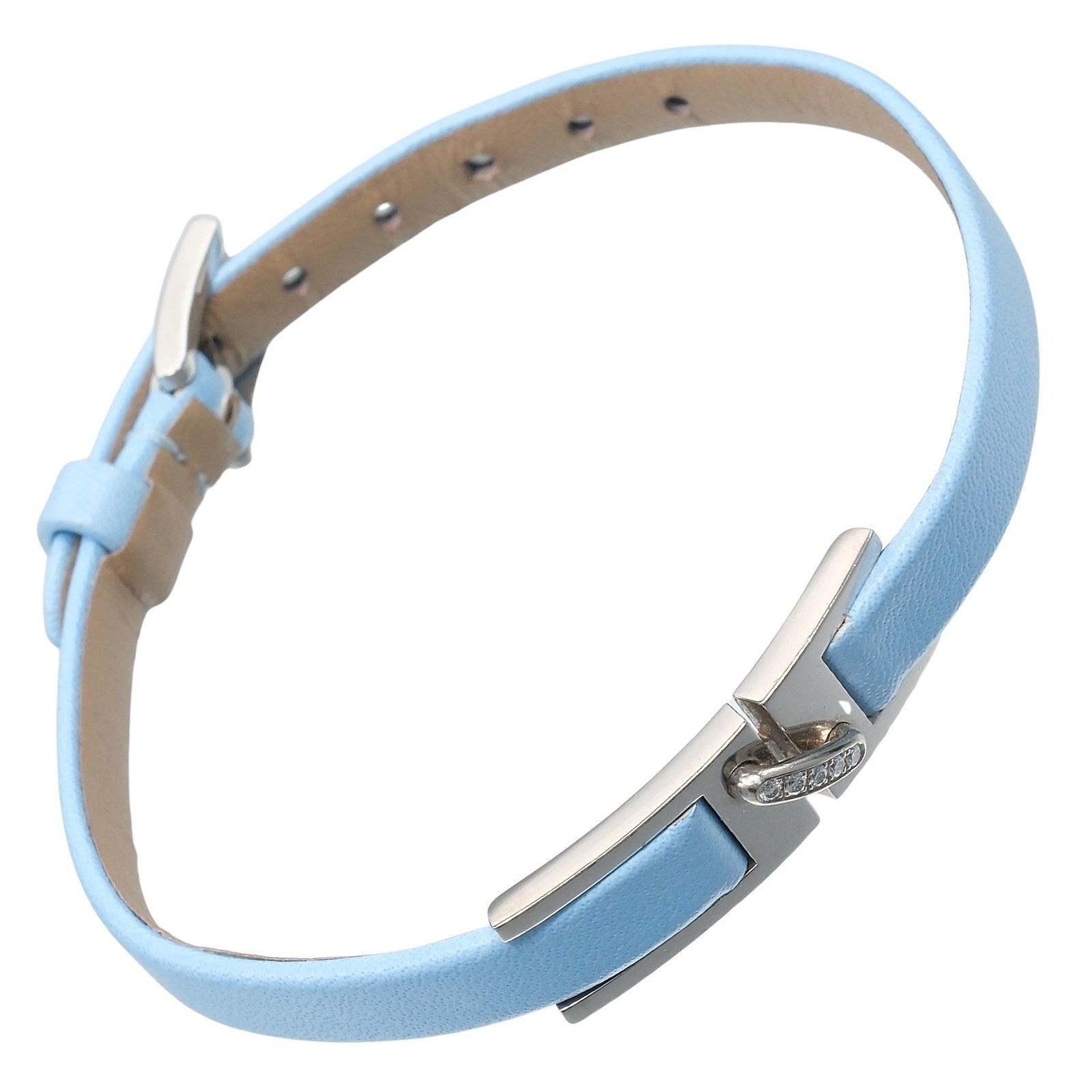 Chaumet ショーメ リアン ブレスレット K18ホワイトゴールド ダイヤモンド レザー 約7.2g レディース 中古品 64,900円